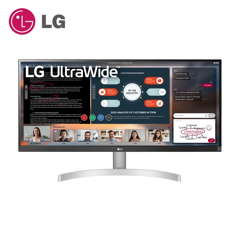 LG樂金 29型 HDR IPS 21:9 UltraWide 專業多工電腦螢幕 29WN600-W freesync 內建喇叭