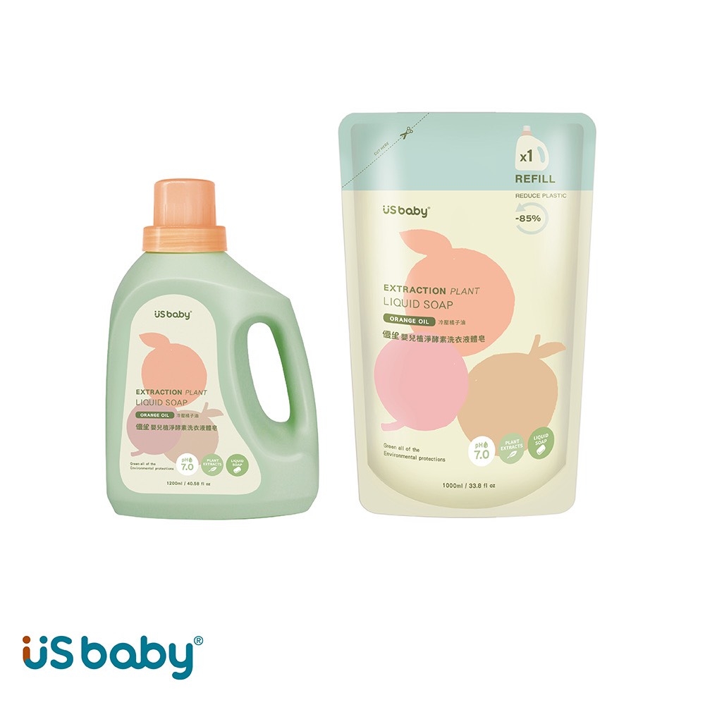 US baby 優生 植淨酵素洗衣液體皂1200ml+1000ml(1罐1補組) product image 1