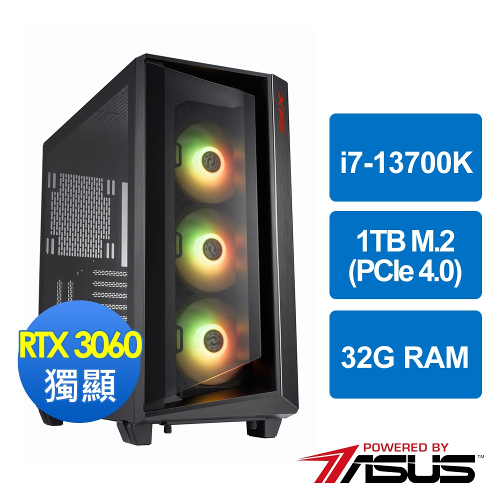 華碩Z790平台[破甲俠士]i7-13700K/32G/RTX 3060/1TB_M2