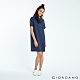 GIORDANO 女裝自然棉麻系列亨利領短袖連身裙-66 標誌海軍藍 product thumbnail 1