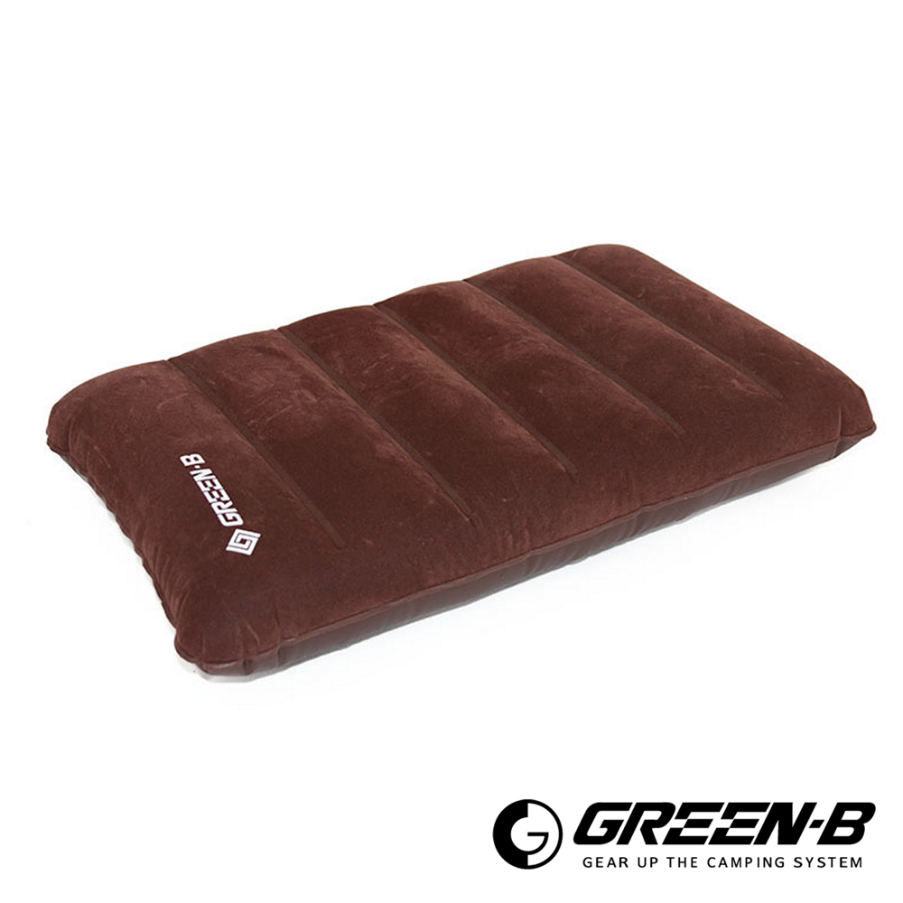 【韓國GREEN-B】 輕量PVC植絨水波紋充氣枕 咖啡色 超值2入 露營/午休/枕頭