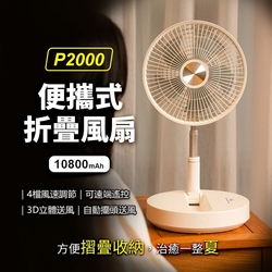 PowerRider P2000 便攜式折疊桌面風扇 白色