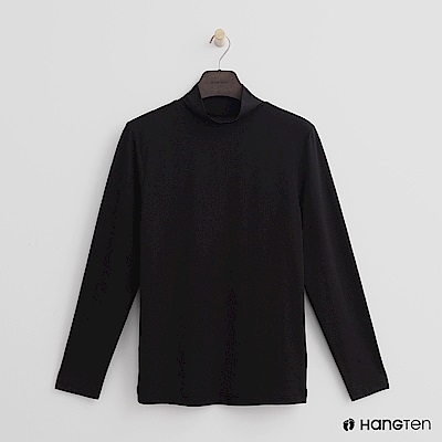 Hang Ten - 男裝-ThermoContro-高領質感純色保暖上衣-黑