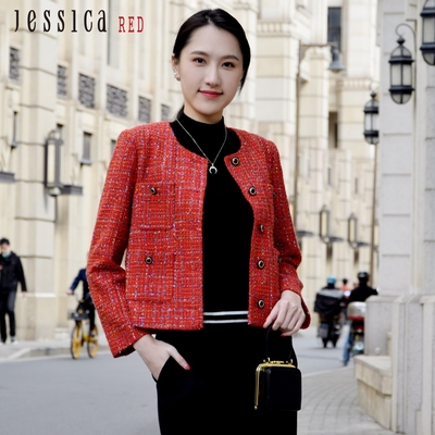 JESSICA RED - 氣質七彩線紗毛呢編織小香風外套824Z0C