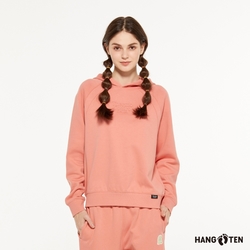 Hang Ten-女裝-恆溫多功能-抗菌除臭刷毛保暖連帽上衣-橘粉