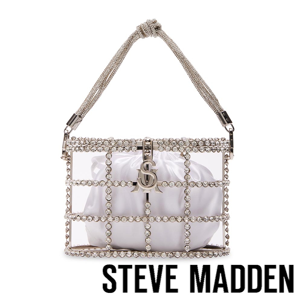 STEVE MADDEN-BEDNA 奢華鑽面簍空手提包-銀色