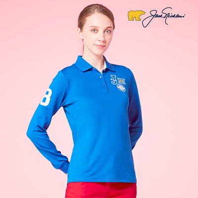 【Jack Nicklaus】GOLF女款彈性吸濕排汗POLO衫-藍色