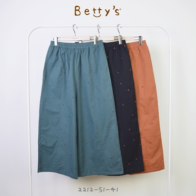 betty’s專櫃款　鬆緊櫻桃刺繡寬褲(綠色)