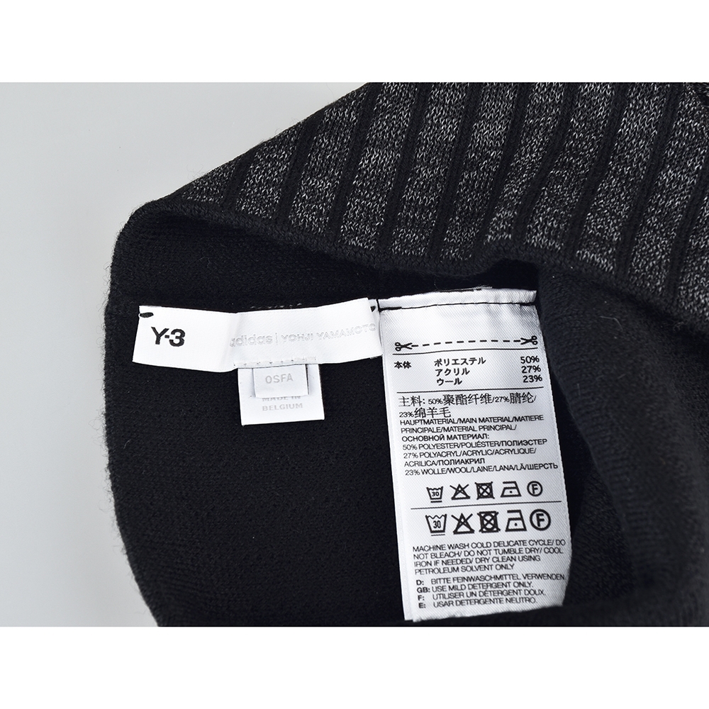 Adidas Y-3 CH1 REFLECTIVE BEANIE針織LOGO羅紋設計反光毛線帽(黑灰)