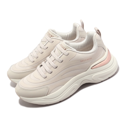 Skechers 休閒鞋 Hazel-Step N Flow 女鞋 米白 粉紅 厚底 增高 緩震 老爹鞋 177575NAT