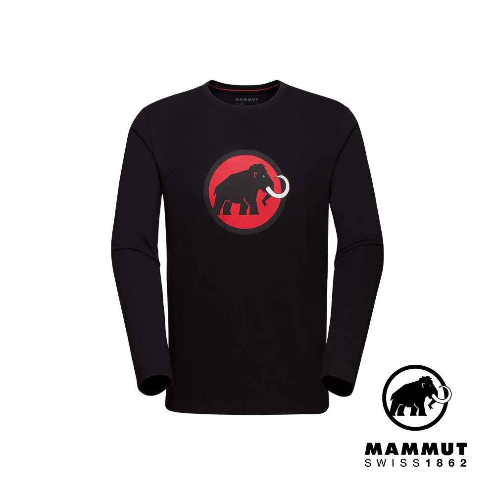 【Mammut長毛象】 Classic Longsleeve Men 經典LOGO長袖T恤 黑/辛辣紅 男款 #1016-00871