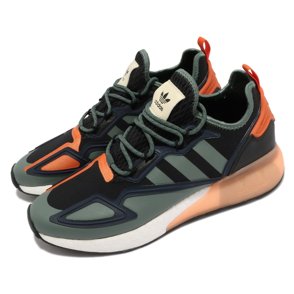 adidas 休閒鞋 ZX 2K Boost 運動 男鞋 海外限定 套腳 球鞋穿搭 舒適中底 黑 綠 橘 FZ0218