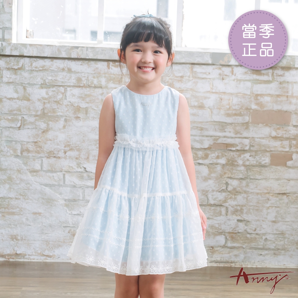 Annys安妮公主-氣質點點網紗造型春夏款無袖綁帶禮服*3152水藍-8號