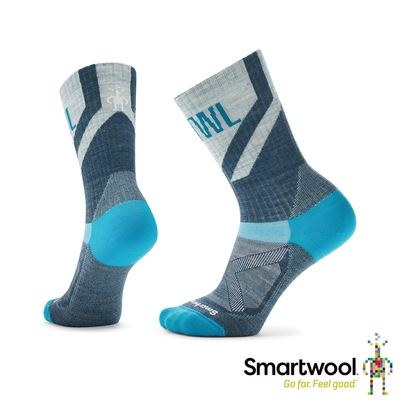 官方直營 Smartwool 女自行車超輕減震中長襪-SMRTWL Logo 冰霜綠