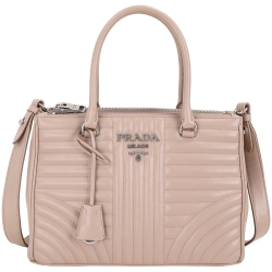 PRADA 銀字絎縫小牛皮托特兩用包