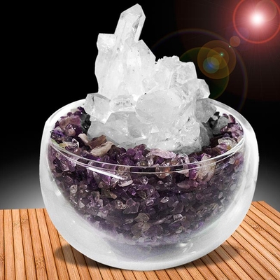 A1寶石 招財轉運白水晶簇-紫水晶聚寶盆