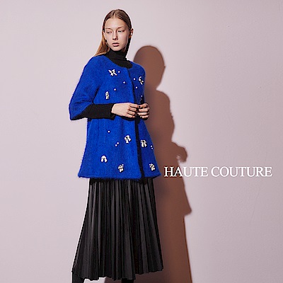 Haute Couture 高定系 安格拉兔毛✕羊毛斗篷造型外套(兩色)-星空藍