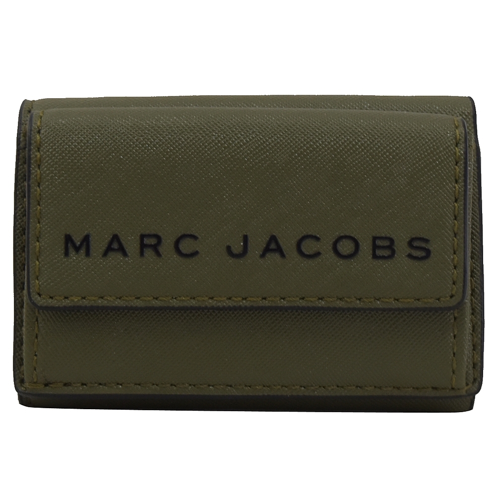 MARC JACOBS 印字LOGO防刮三折扣式零錢小短夾(綠)