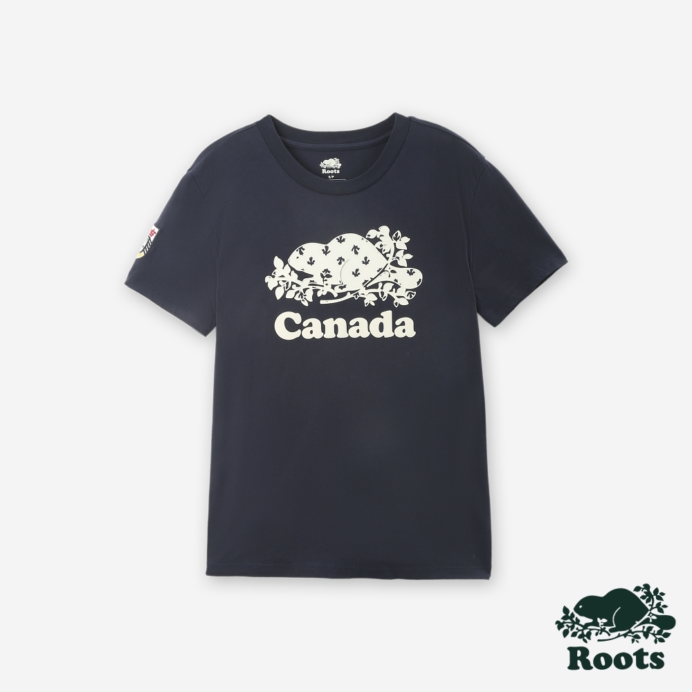 Roots 女裝- CANADA COOPER短袖T恤-軍藍色