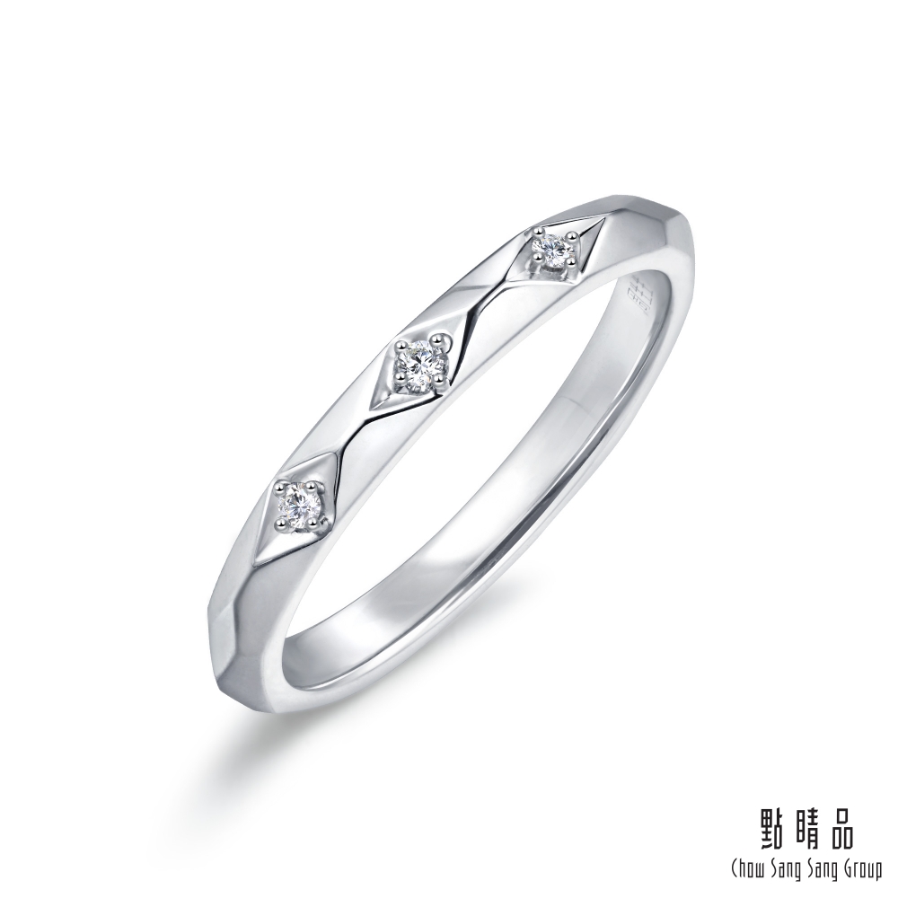點睛品 PROMESSA 幾何簡約 18K金結婚鑽石戒指(女戒)