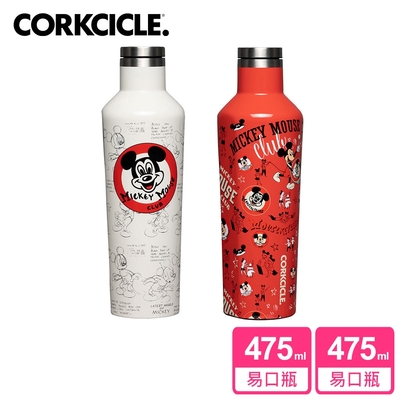 美國CORKCICLE 米老鼠俱樂部系列三層真空易口瓶/保溫瓶475ml-(復古紅/復古白)