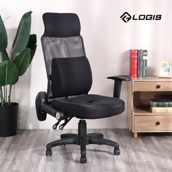 邏爵LOGIS－墨黑超高網背辦公椅 電腦椅 主管椅 工學椅