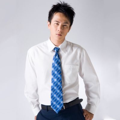 【勁榮希頓】 舒適抗皺襯衫-長袖 男裝、斜紋款-斜紋白、斜紋藍、斜紋灰