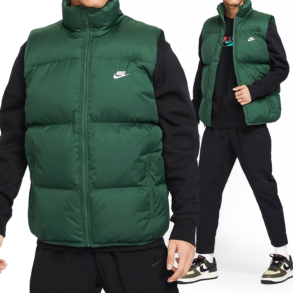 Nike AS M NK Club Puffer Vest 男綠保暖防潑水立領羽絨背心FB7374-323