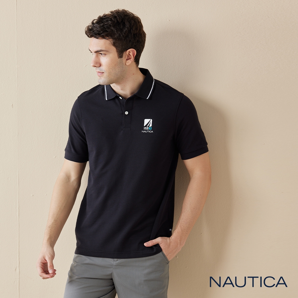 Nautica 男裝 經典素面短袖POLO衫-黑色