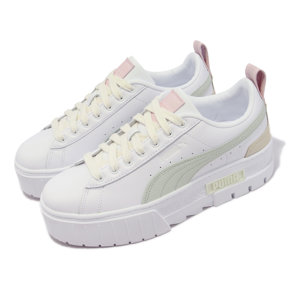 Puma 休閒鞋Mayze Luxe Wns 女鞋白淺綠嫩粉色基本款經典厚底增高