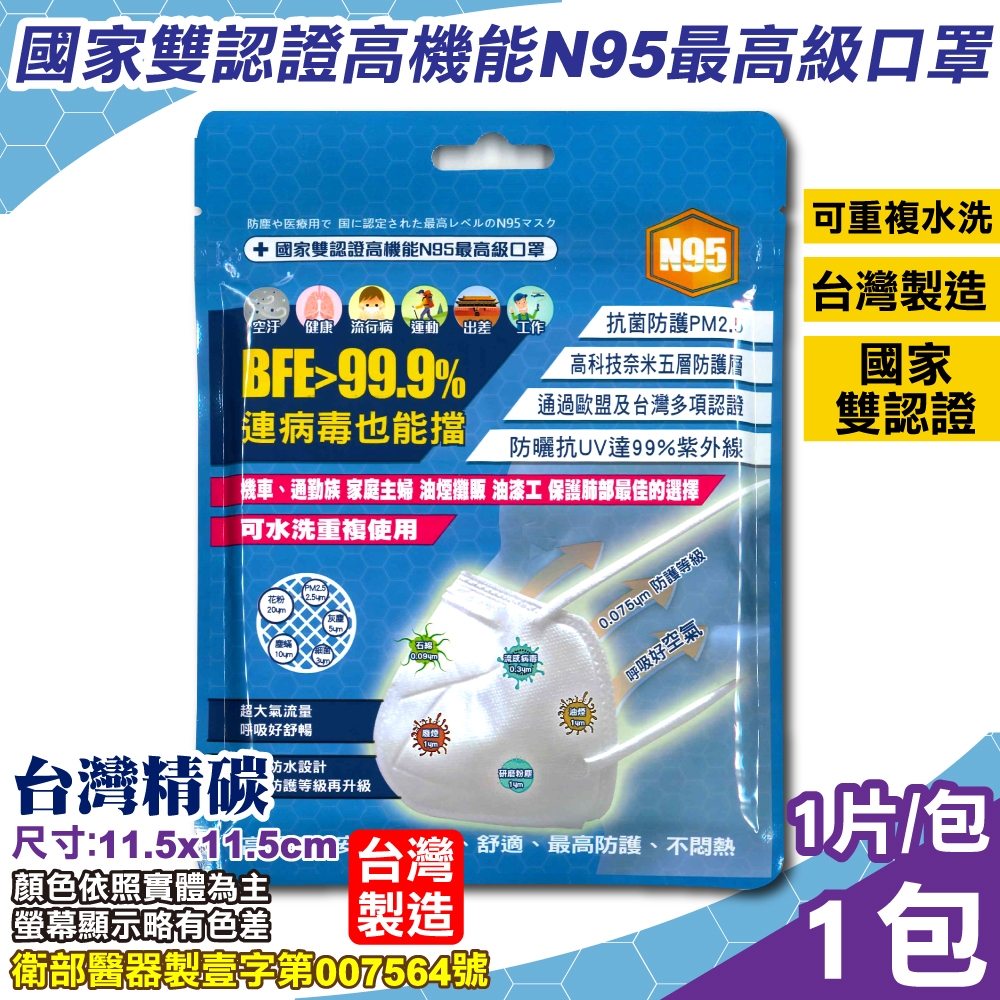 台灣精碳N95醫用口罩-1入