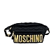 Moschino 品牌金logo菱格縫線斜背/腰包(黑) product thumbnail 1