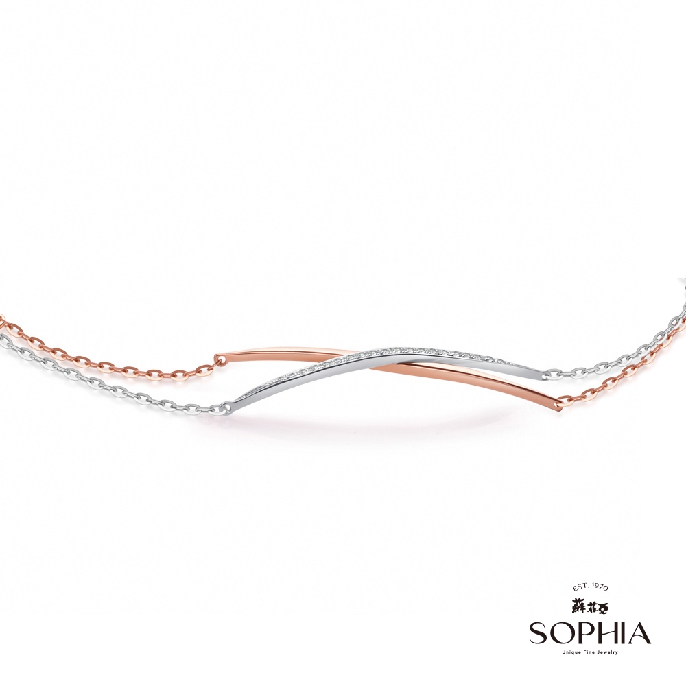SOPHIA 蘇菲亞珠寶 - X造型 14K雙色 鑽石手鍊 product image 1