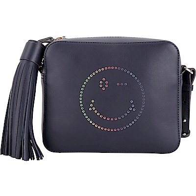 ANYA HINDMARCH Rainbow Wink 彩虹眨眼流蘇斜背相機包(藍)