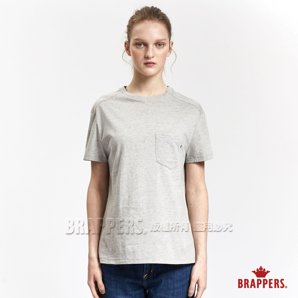 BRAPPERS 女款 口袋繡B基本短袖T恤-麻灰