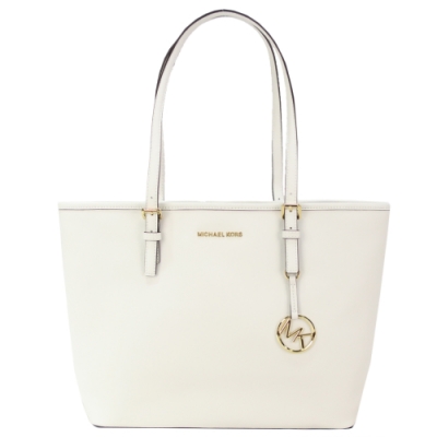 MICHAEL KORS JET SET 開放式防刮托特包-中/白