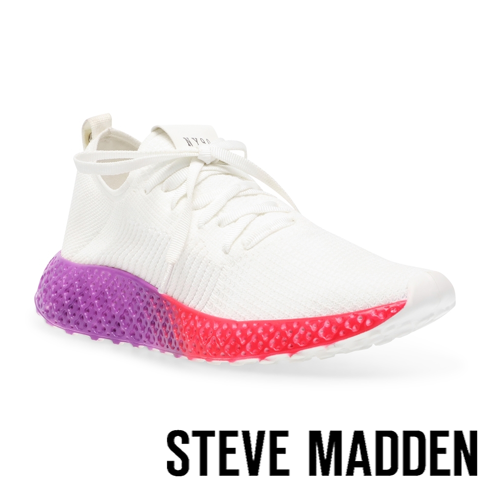 STEVE MADDEN-RISER 拼接針織透氣休閒鞋-白色