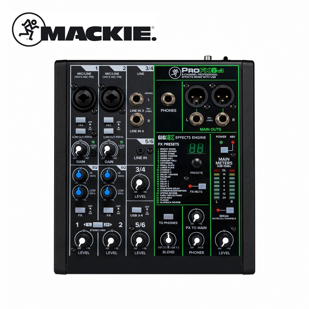 Mackie ProFX6v3 類比混音器 6軌