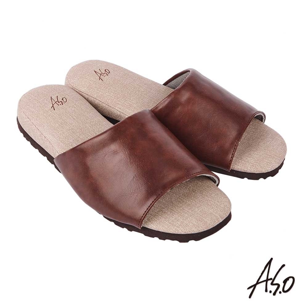 A.S.O 居家保健 抑菌減壓皮革健康舒適鞋-咖啡－3入組