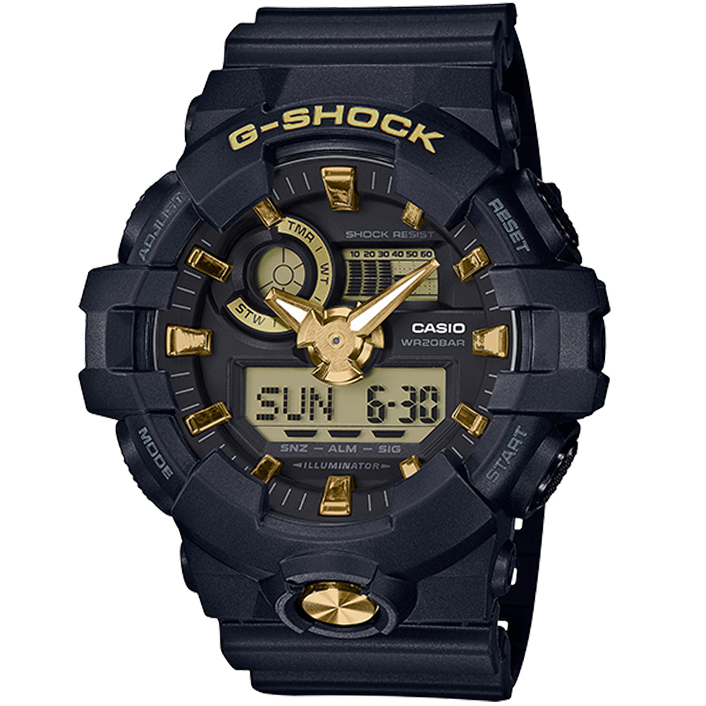 G-SHOCK 卡西歐百搭潮流雙顯運動錶(GA-710B-1A9)-黑/53.4mm