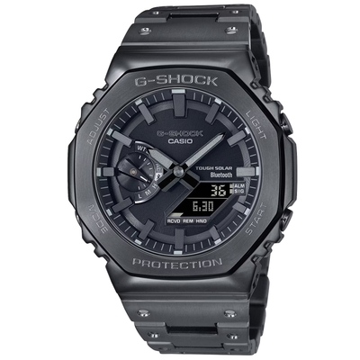 CASIO 卡西歐 G-SHOCK 藍牙連線x太陽能 全金屬 八角雙顯腕錶 禮物推薦 畢業禮物 44.4mm / GM-B2100BD-1A