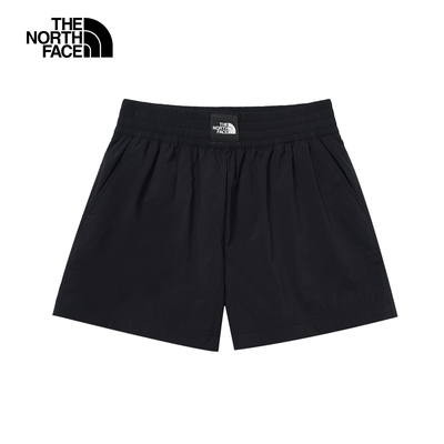 【The North Face 官方旗艦】北面女款黑色防風防潑水彈力褲腰短褲｜87YNJK3