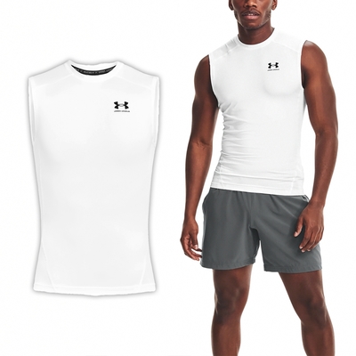 Under Armour 背心 HG Armour Tank Top 男款 白 黑 吸汗 快乾 親膚 運動 籃球 無袖 UA 1361522100