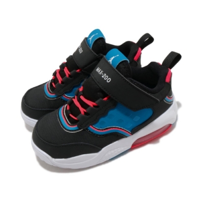 Nike 休閒鞋 Jordan Max 200 運動 童鞋 喬丹 氣墊 避震 小童 穿搭 魔鬼氈 黑 藍 CV5484001