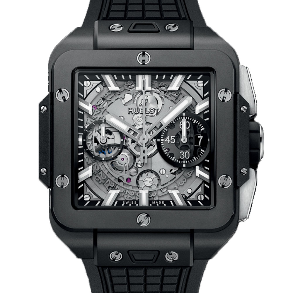 宇舶 HUBLOT 黑色魔力 SQUARE BANG UNICO系列 黑陶瓷 飛返計時 42MM