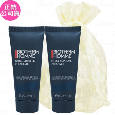 BIOTHERM 碧兒泉 男仕極量深層潔面霜(40ml)*2旅行袋組(公司貨)