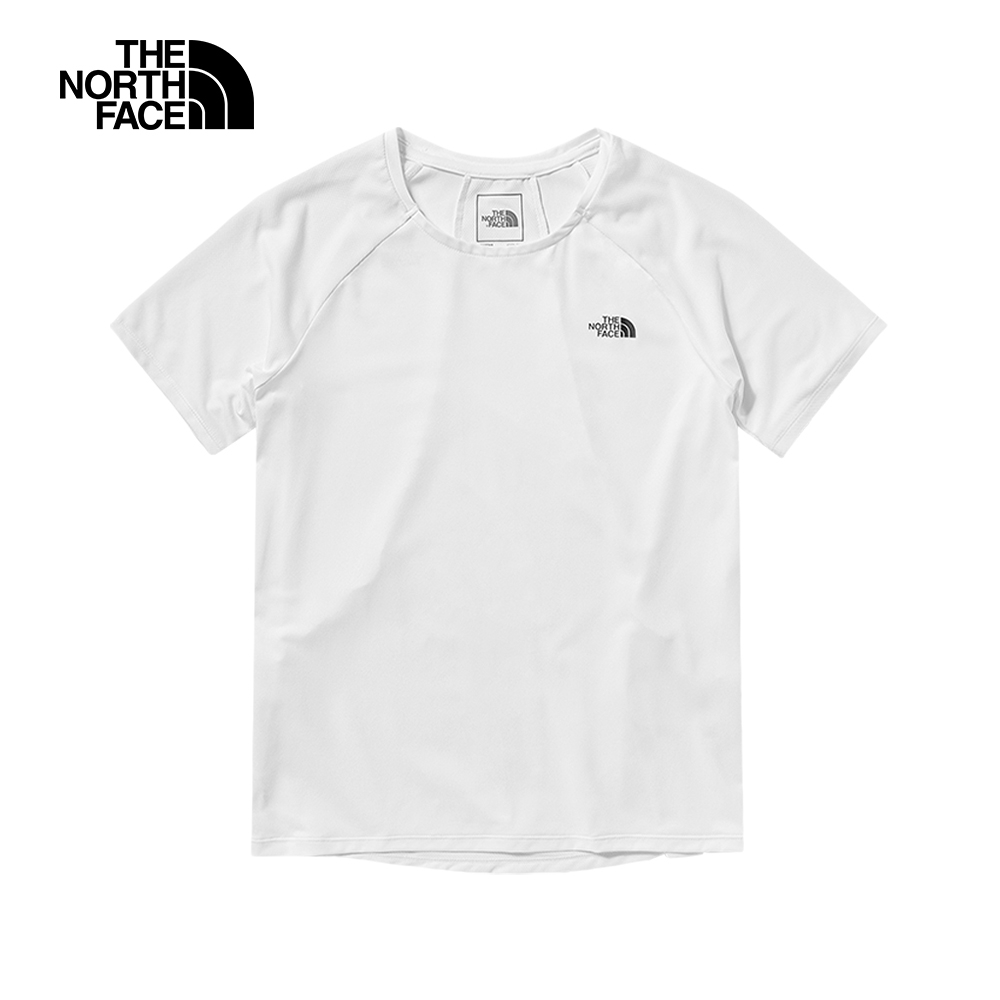 【The North Face 官方旗艦】北面女款白色吸濕排汗透氣短袖T恤｜7WCMFN4