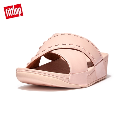 【FitFlop】LULU RUBBER-STUD LEATHER CROSS SLIDES 縫線造型交叉帶涼鞋(玫瑰鹽)