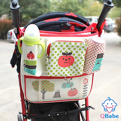 QBabe 600D超大容量寶寶車用收納掛袋-蘋果