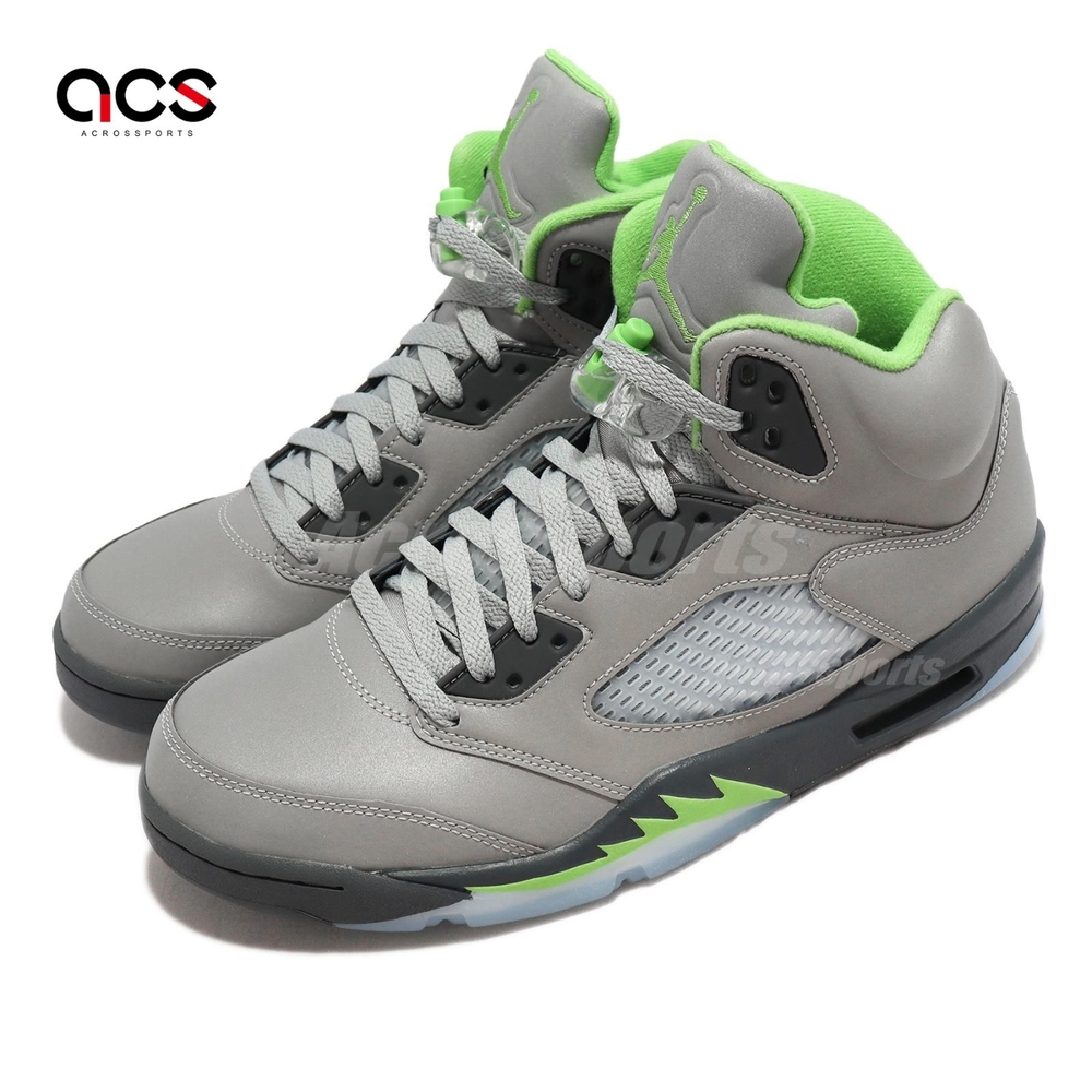 Nike 休閒鞋 Air Jordan 5 Retro 男鞋 銀灰 綠 AJ5 5代 反光 喬丹 荔枝皮 DM9014-003